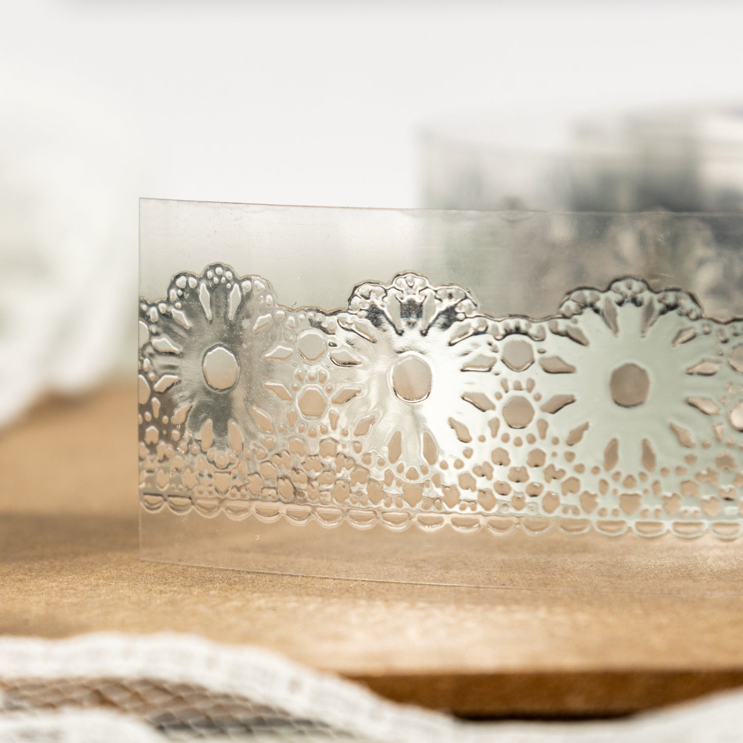[2601-175] Silver Lace Isle – Foil-Embossed PET Border Tape Set (6 Designs)