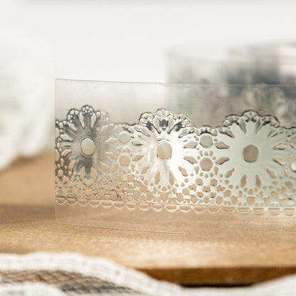 [2601-175] Silver Lace Isle – Foil-Embossed PET Border Tape Set (6 Designs)