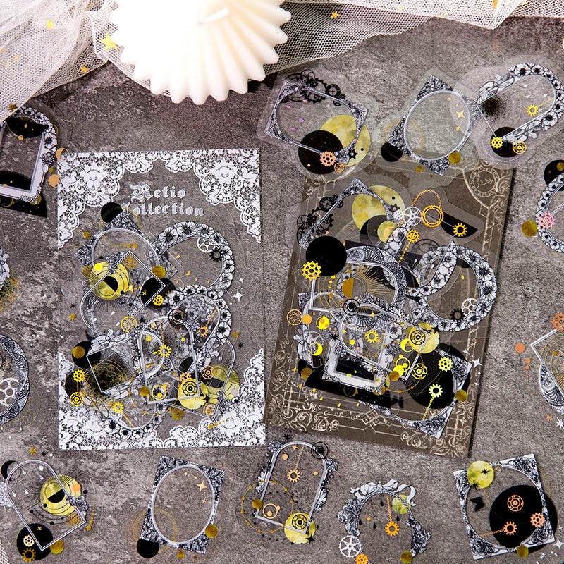 [2603-080] PET Gold Foil Vintage Collage Stickers 6 Styles