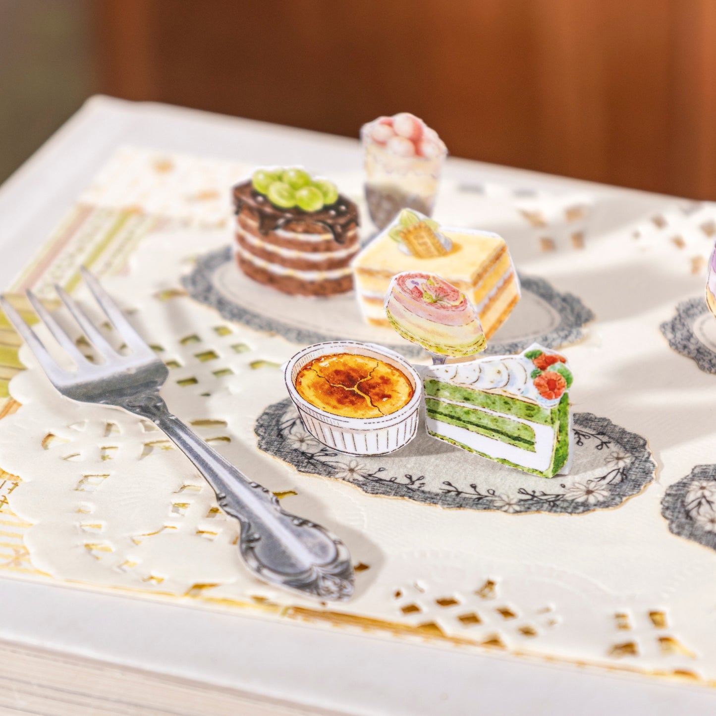 [2603-075] Food Die Cut Sticker Book 20 Sheets 4 Styles