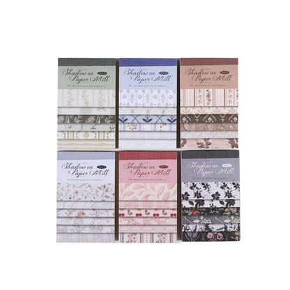 [2601-142] Vintage Fabric Texture Paper Pad – “Paper & Cloth” Embroidery Style (6 Designs 50 Sheets)