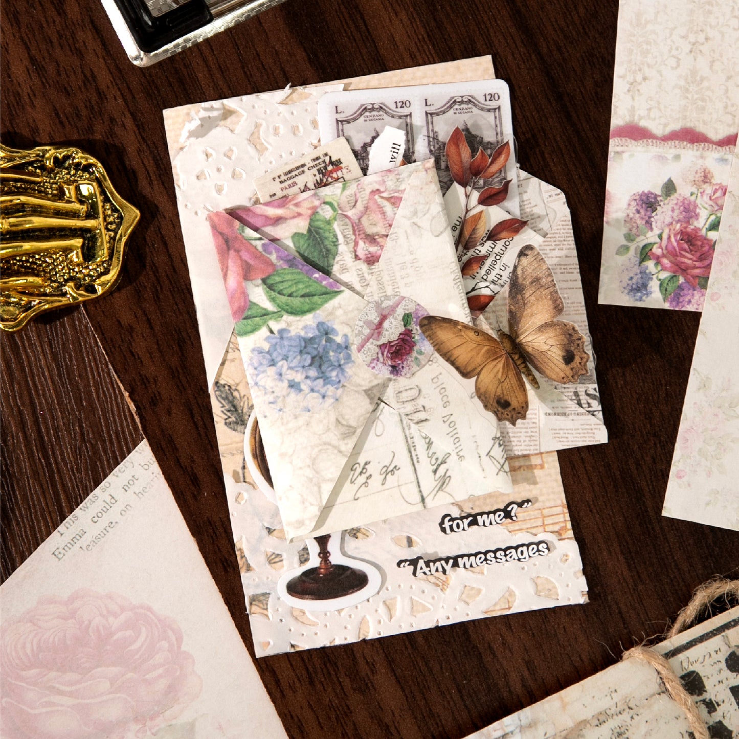 [2601-202] Vintage Floral Letter Envelope Paper Set 6 Styles