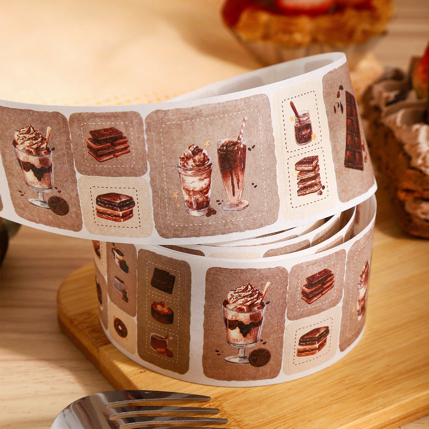[2601-168] Warm Tea – Vintage Dessert Washi Tape (4 Designs)