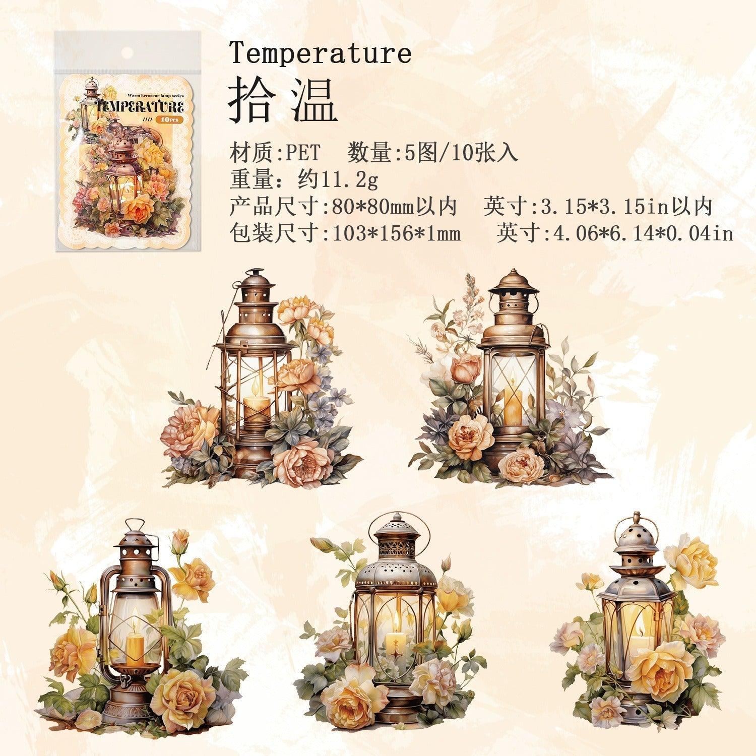 1121 PET Stickers Warmth Oil Lamp Series - Memo Journals