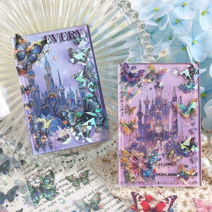 1128 Under the Moon Dream Butterfly Laser Shell Light Handbook Stickers - Memo Journals