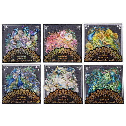 1130 Laser Gold Stickers Peacock Flying South Series - Memo Journals