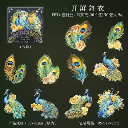 1130 Laser Gold Stickers Peacock Flying South Series - Memo Journals