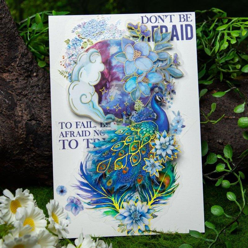 1130 Laser Gold Stickers Peacock Flying South Series - Memo Journals