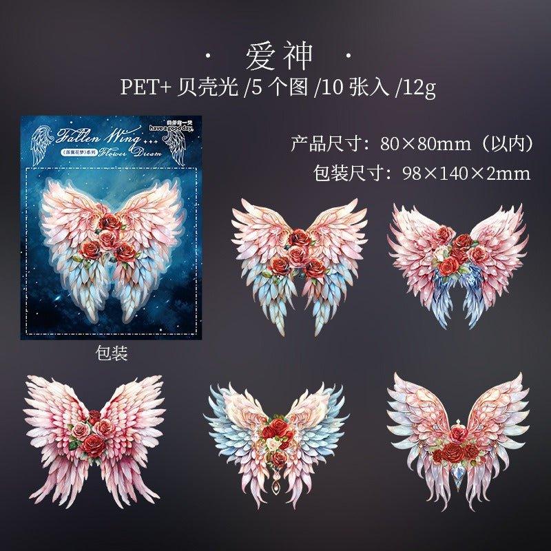 1138 Sticker Pack Falling Wing Flower Dream Series - Memo Journals