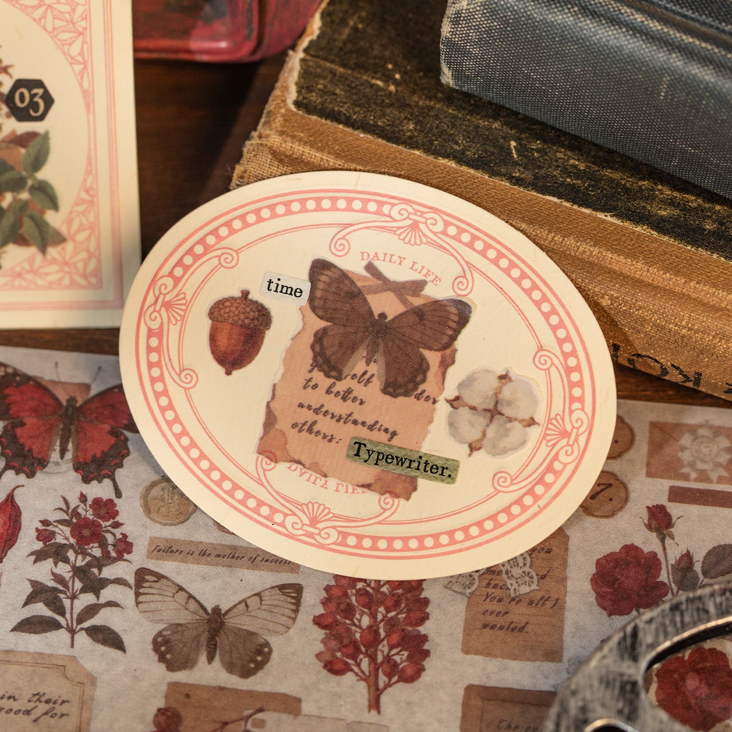 [2603-146] Forest Vintage Scrapbook Paper Stickers 4 Styles