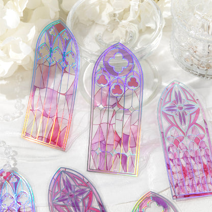 [2601-201] Flowlight Stained Glass PP Bookmarks 6 Piece Set