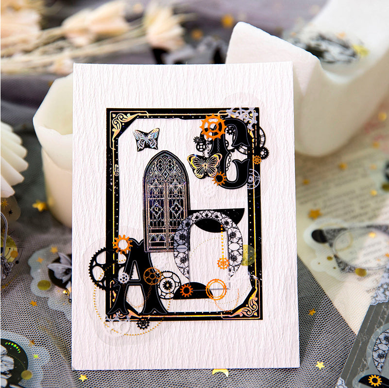 [2603-080] PET Gold Foil Vintage Collage Stickers 6 Styles