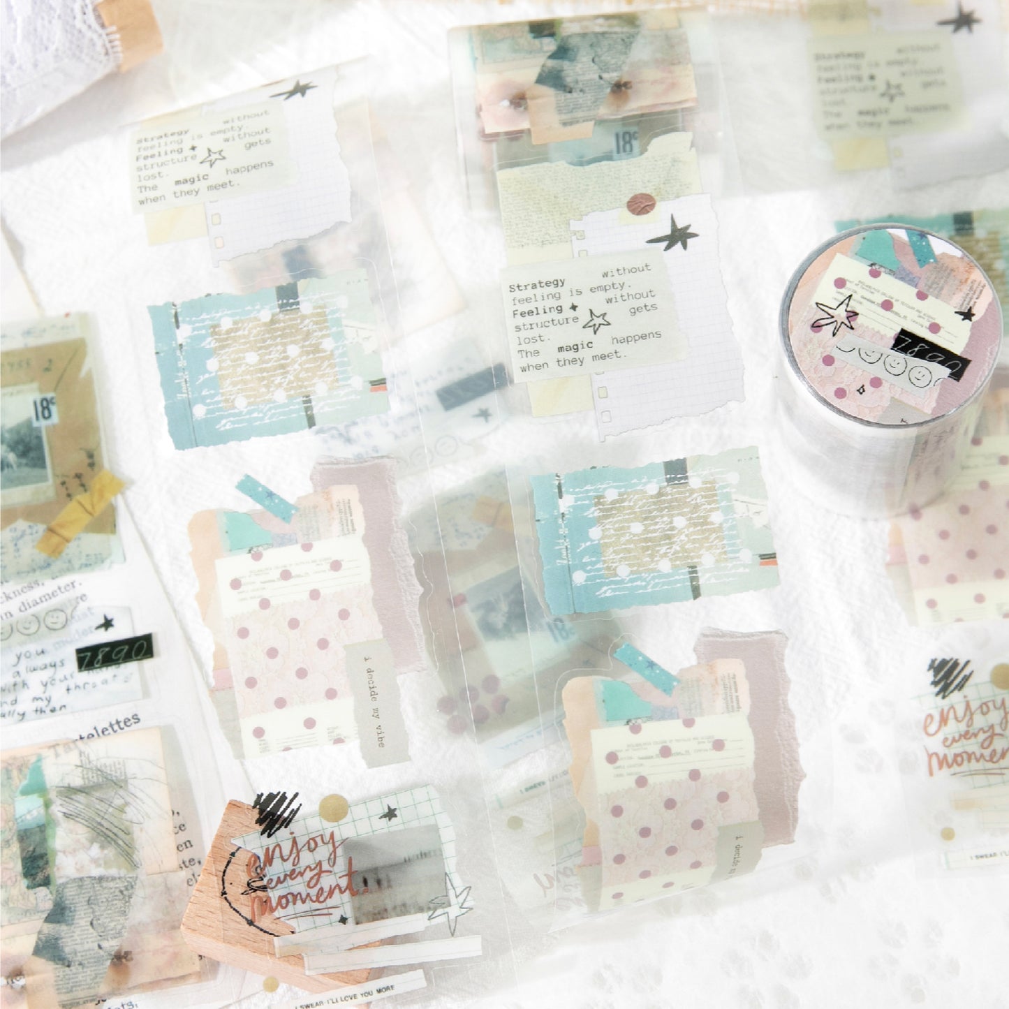 [2601-204] Free Wild PET Tape Collage Stickers 6 Styles