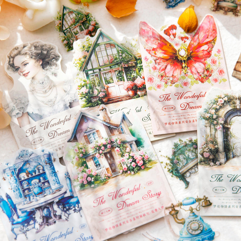 [2603-127] Dreamy Vintage Journal Collage Stickers 6 Styles