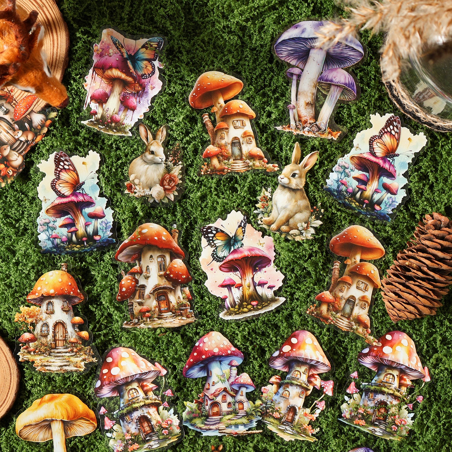 [2601-200] Dark Enchantment Mushroom House Story PET Stickers