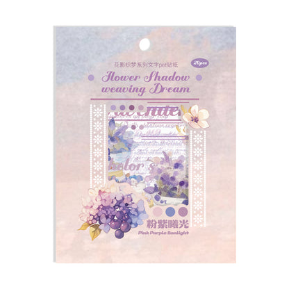 [2601-227] Flower Shadow Weaving Dream Series PET Floral Text Journal Sticker Pack 20 Sheets 6 Styles
