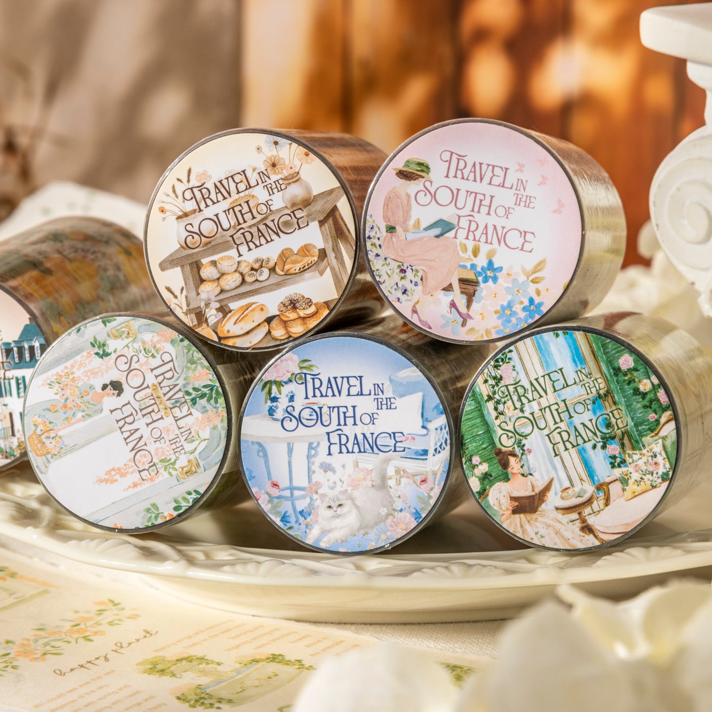 [2601-141] French Countryside PET Washi Tape – Romantic Garden Collage Series (6 Designs)