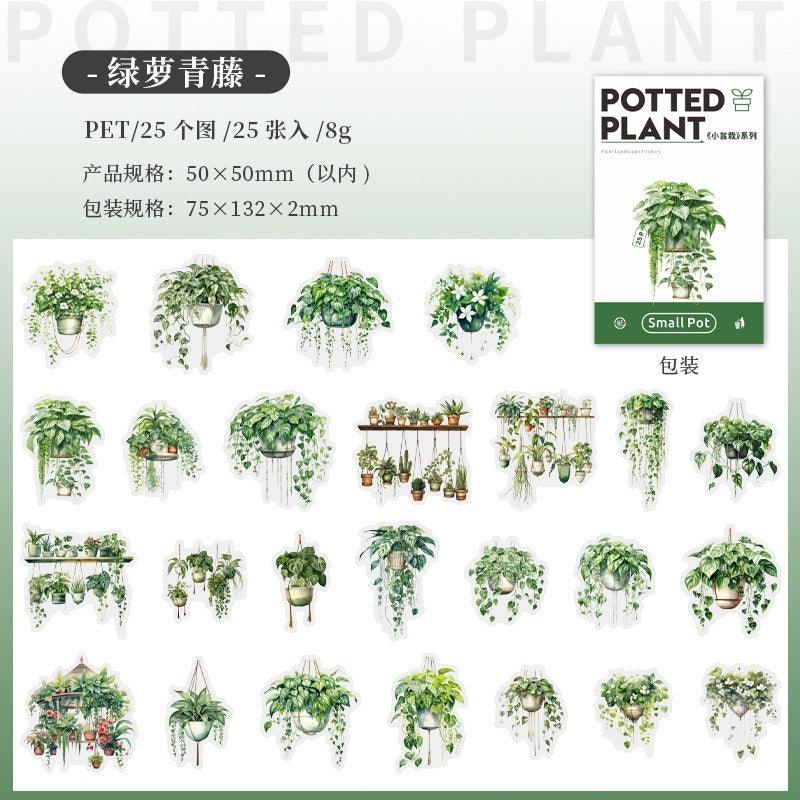 1182 PET Sticker Pack Small Potted Plant Series - Memo Journals