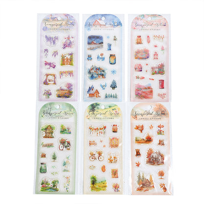 [2601-178] Transparent Dream – Epoxy-Style Landscape Sticker Set (6 Designs)