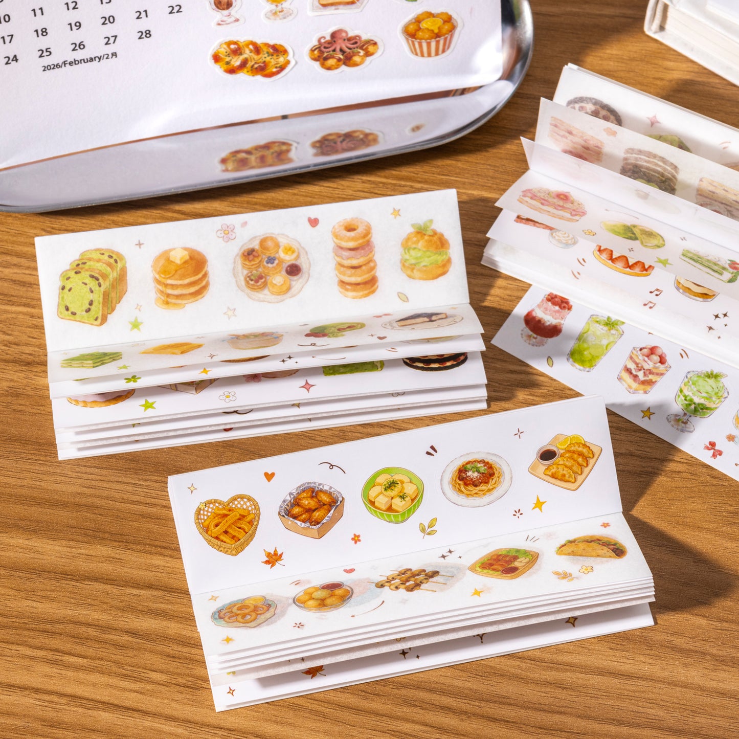[2603-075] Food Die Cut Sticker Book 20 Sheets 4 Styles