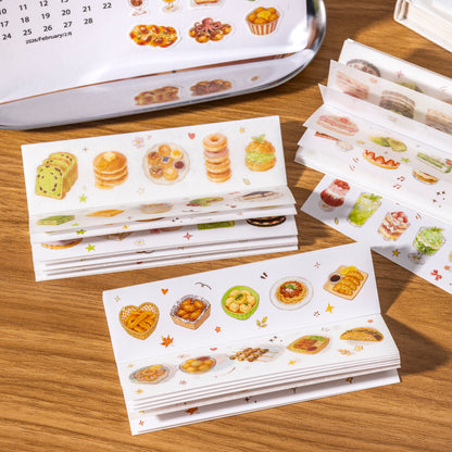 [2603-075] Food Die Cut Sticker Book 20 Sheets 4 Styles