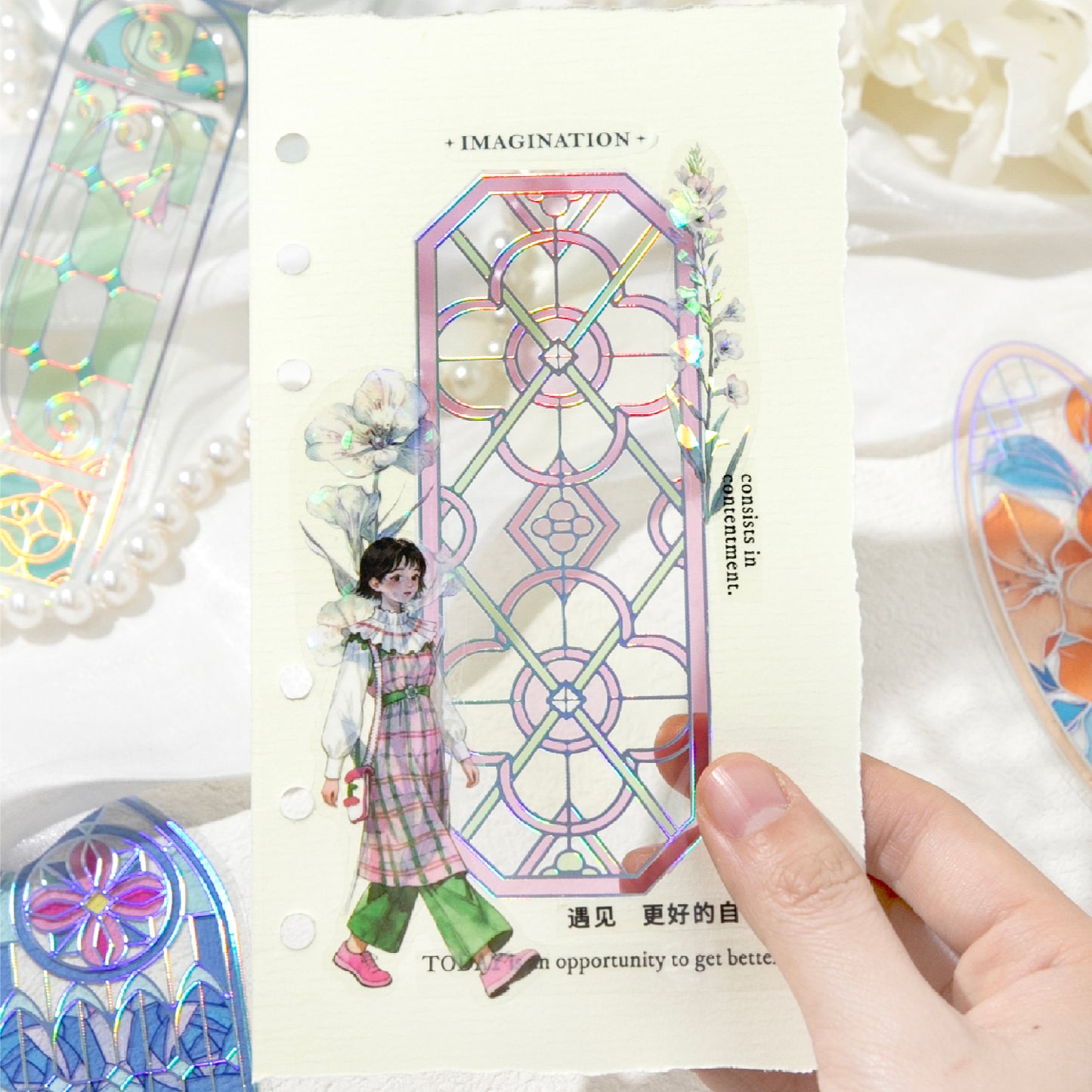 [2601-201] Flowlight Stained Glass PP Bookmarks 6 Piece Set