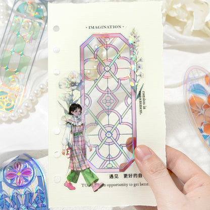 [2601-201] Flowlight Stained Glass PP Bookmarks 6 Piece Set