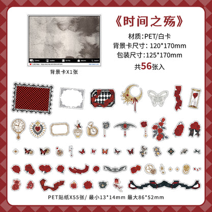 [2601-118] Rose Poetry PET Stickers – Gothic Vintage Collage Series (56 Pieces)