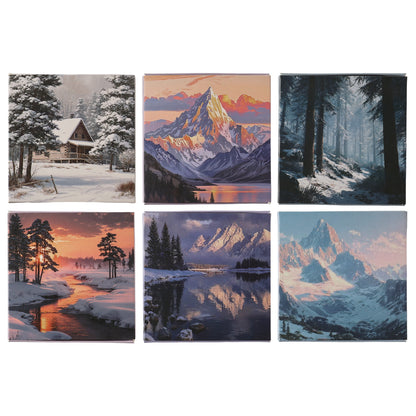 [2601-225] Winter Snow Exploration Series Journal Background Material Paper for Writing & Collage 24 Sheets 6 Styles