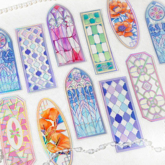 [2601-201] Flowlight Stained Glass PP Bookmarks 6 Piece Set