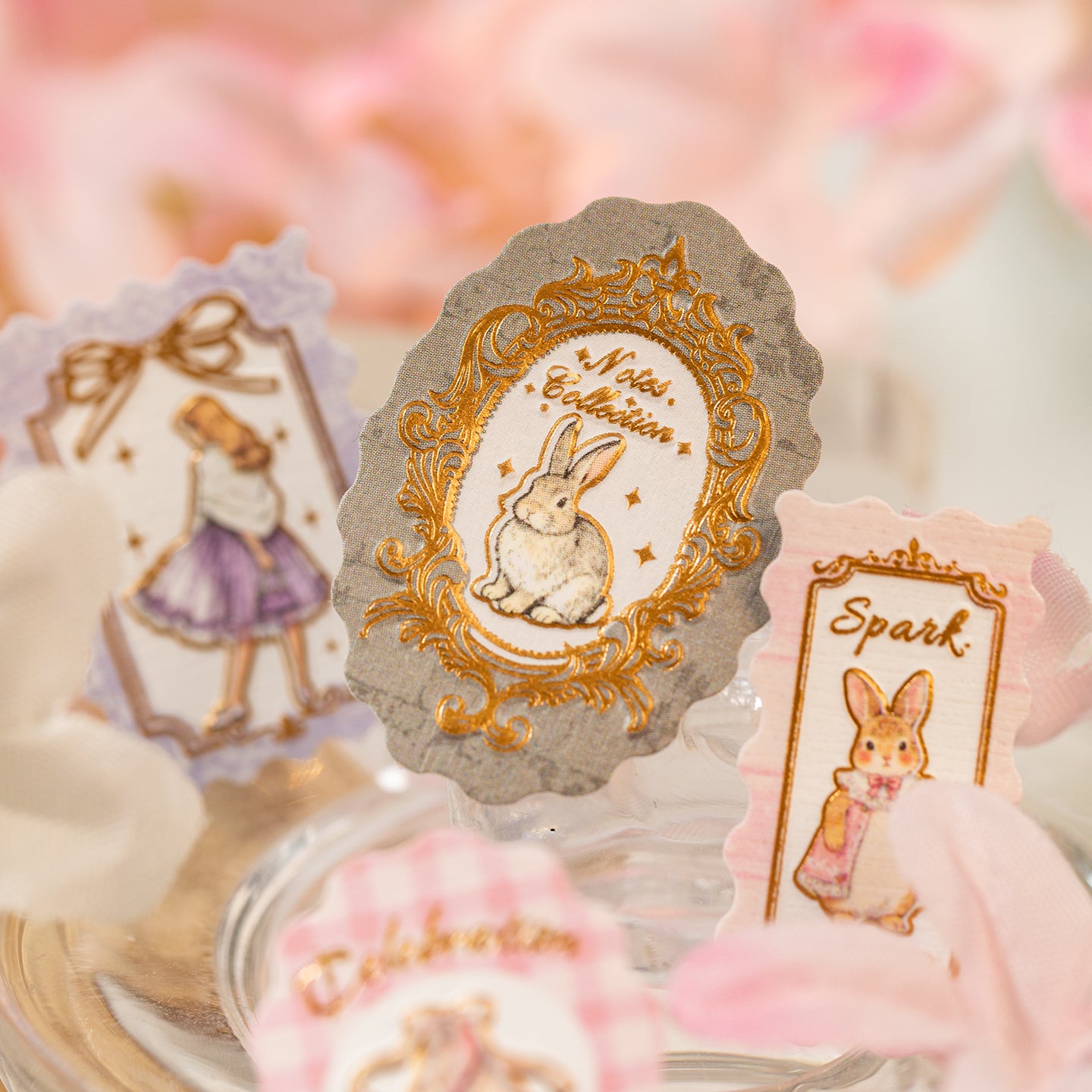 [2601-164] Stamp Tales – Gilded PET Vintage Labels (6 Designs)