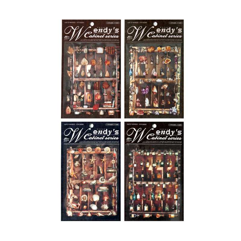 [2603-008] Vintage Background Scene Die Cut Stickers 2 Sheets 4 Styles