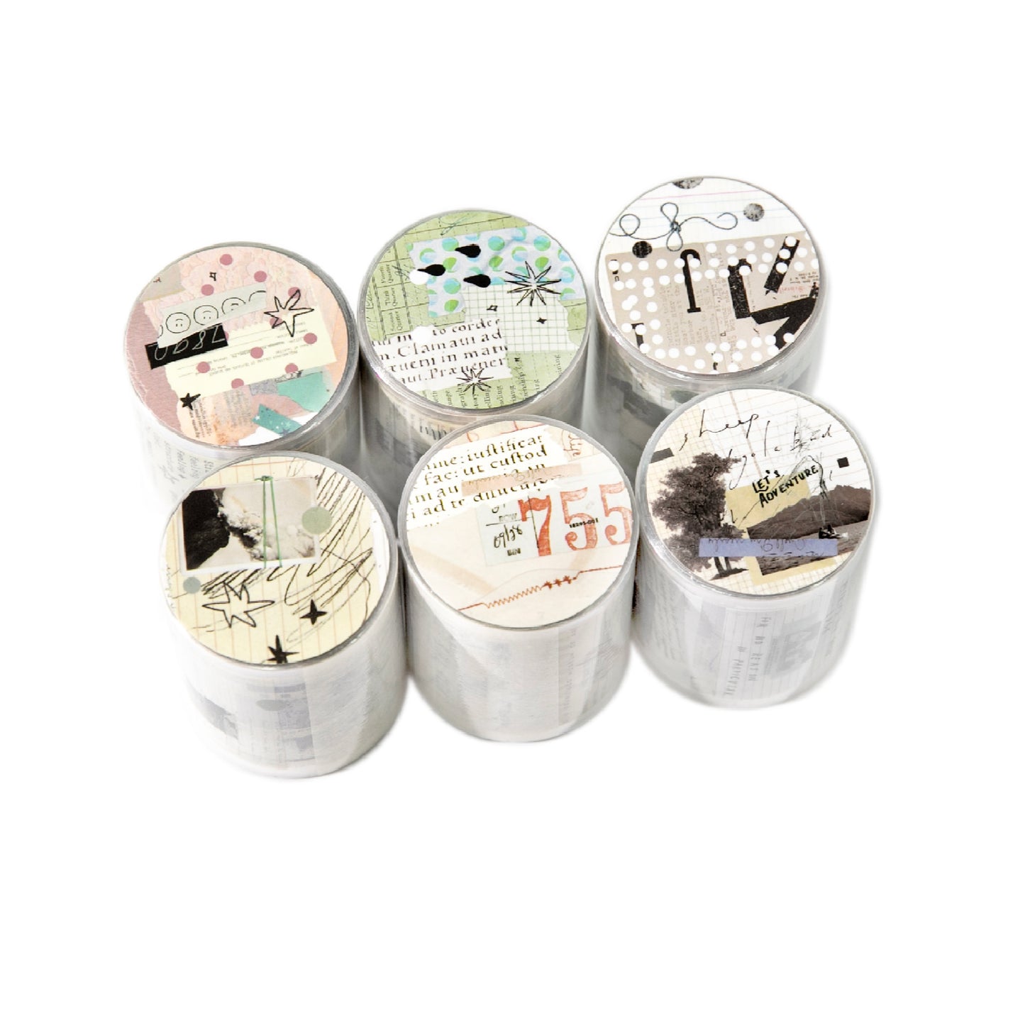 [2601-204] Free Wild PET Tape Collage Stickers 6 Styles