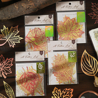 [2601-224] Falling Leaves Paper Cut Series Journal Collage Base Material Pack 10 Pieces 4 Styles