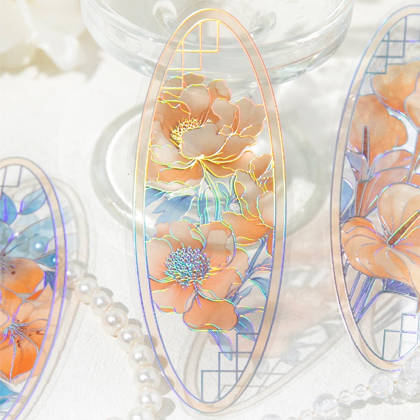 [2601-201] Flowlight Stained Glass PP Bookmarks 6 Piece Set