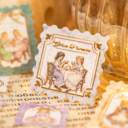 [2601-164] Stamp Tales – Gilded PET Vintage Labels (6 Designs)