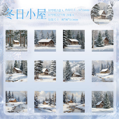[2601-225] Winter Snow Exploration Series Journal Background Material Paper for Writing & Collage 24 Sheets 6 Styles