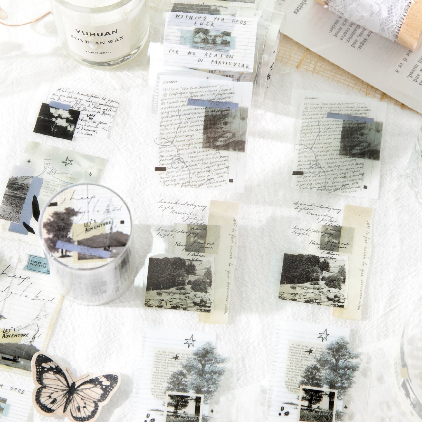 [2601-204] Free Wild PET Tape Collage Stickers 6 Styles