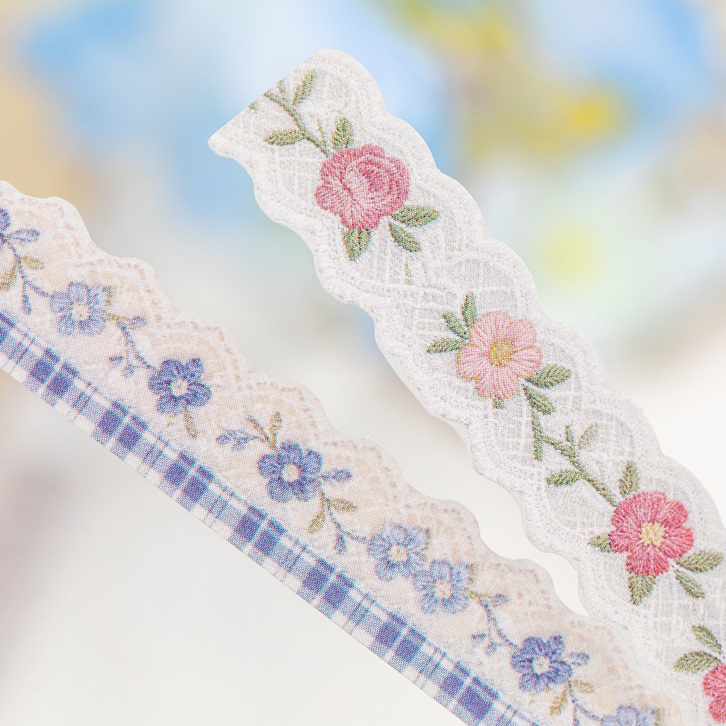 [2601-125] Lace Post Office Washi Trims – “Floral Lace Series” Long Strip Journal Set (4 Styles 40 Pieces)