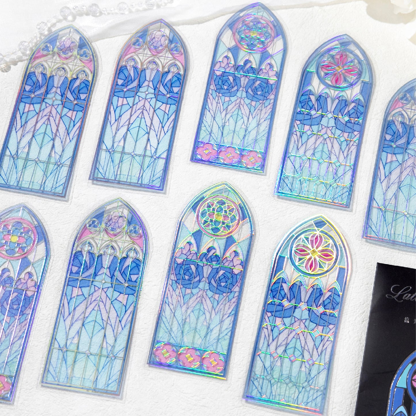 [2601-201] Flowlight Stained Glass PP Bookmarks 6 Piece Set