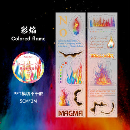 [2603-103] Burning Flame Fantasy PET Decorative Tape 6 Styles