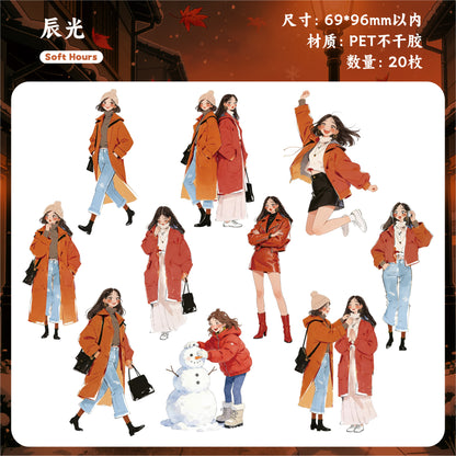 [2602-003] Cozy Vintage Character PET Stickers 6 Styles