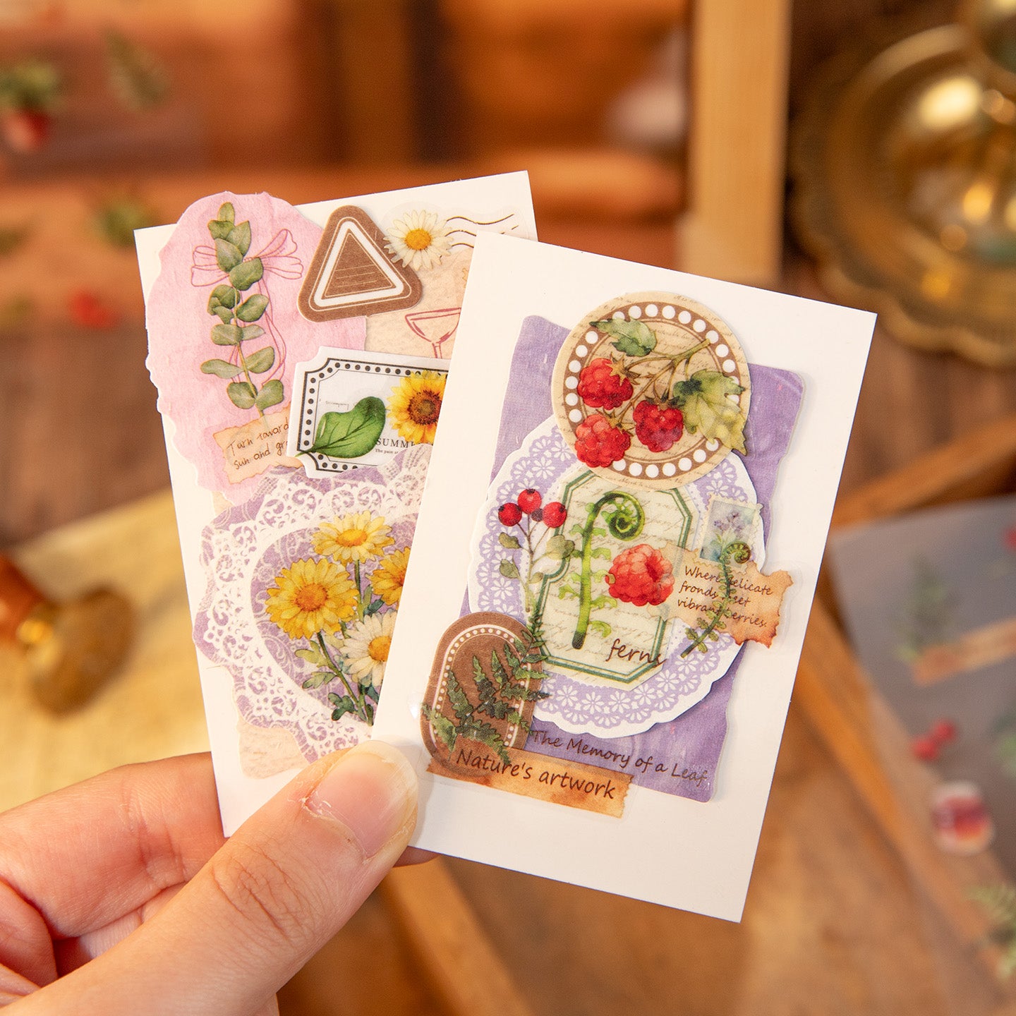 [2601-124] Plant Oxygen PET Botanical Stickers – “Plants & Oxygen” Collage Set (4 Styles 2 Sheets)