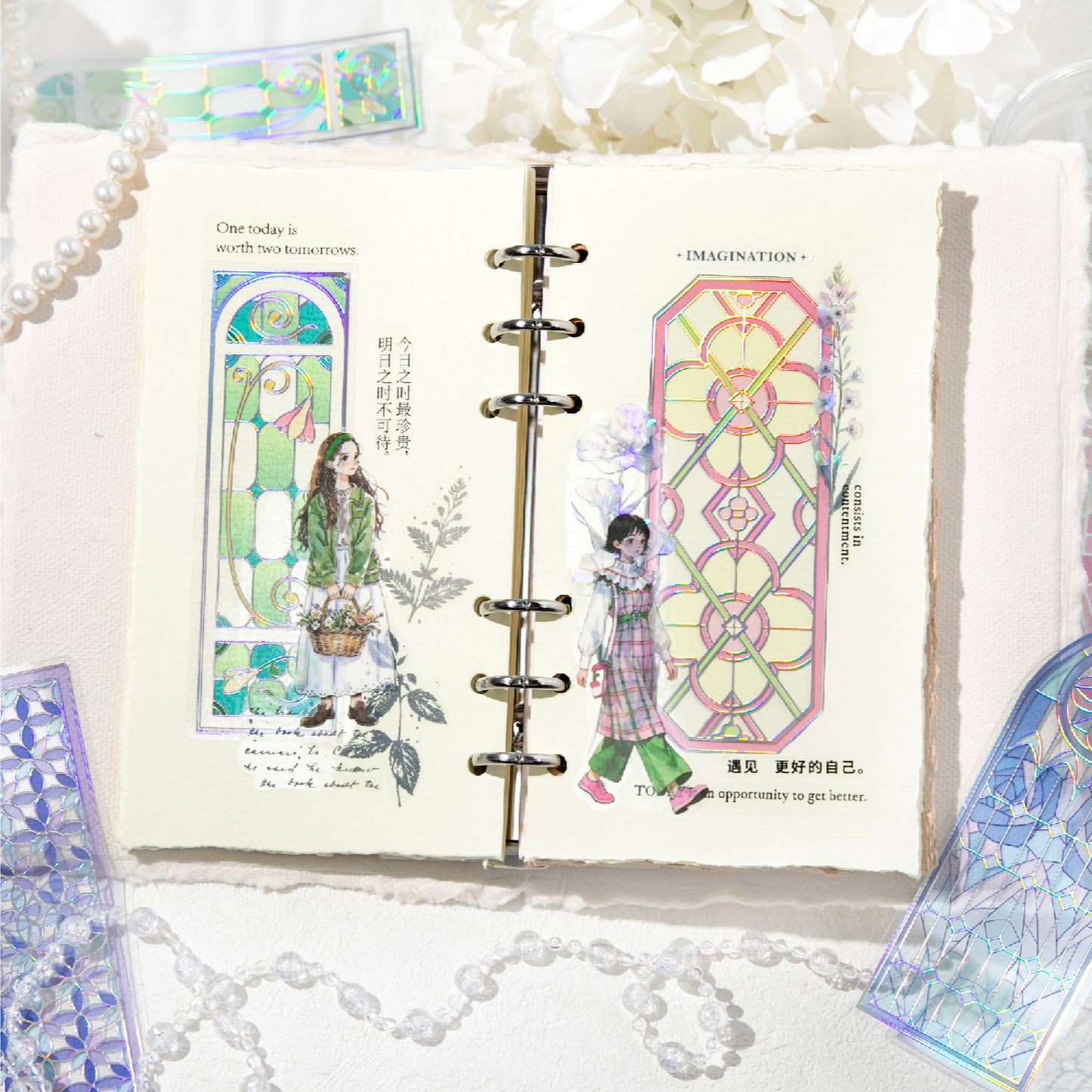[2601-201] Flowlight Stained Glass PP Bookmarks 6 Piece Set