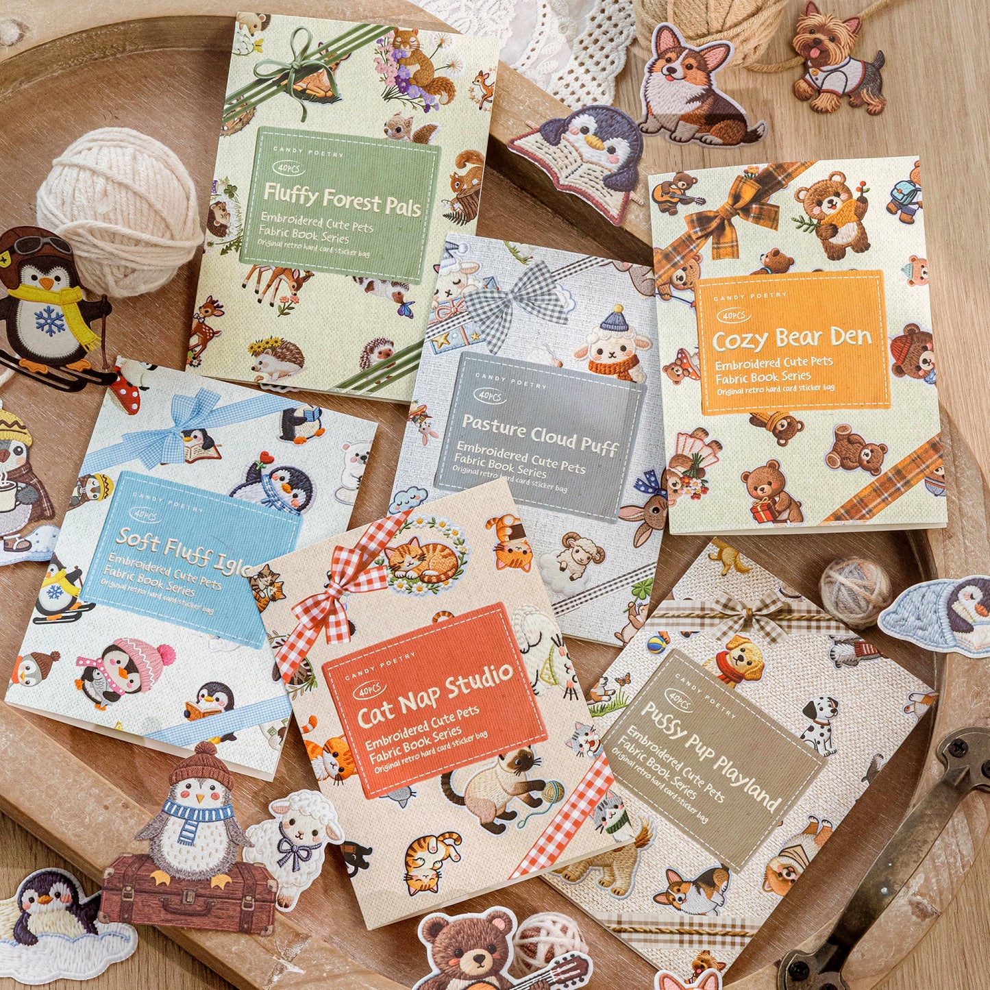 [2602-023] Embroidered Puppy Animal Stickers 40 Sheets