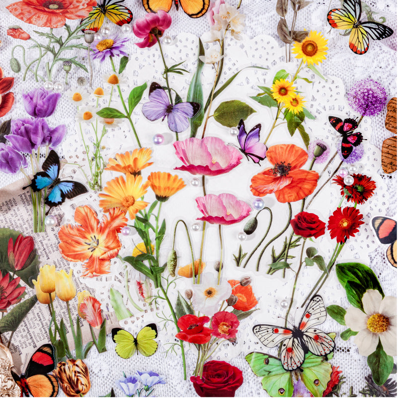 [2601-207] Floral Butterfly Journal Sticker Pack
