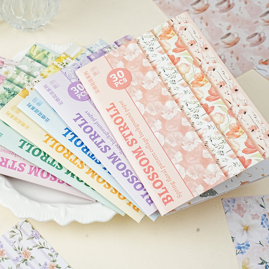 [2603-068] Fresh Minimalist Floral Background Paper 6 Styles