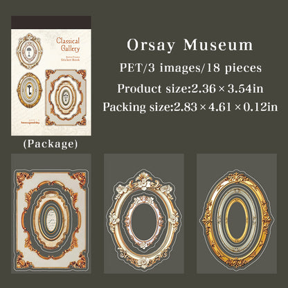 [2603-006] Vintage Museum Die Cut Frame Sticker Book 6 Styles