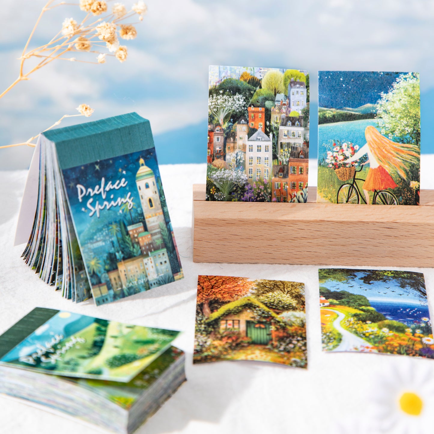 [2601-185] Delicate Spring Scenic Illustration Mini Journal Pack