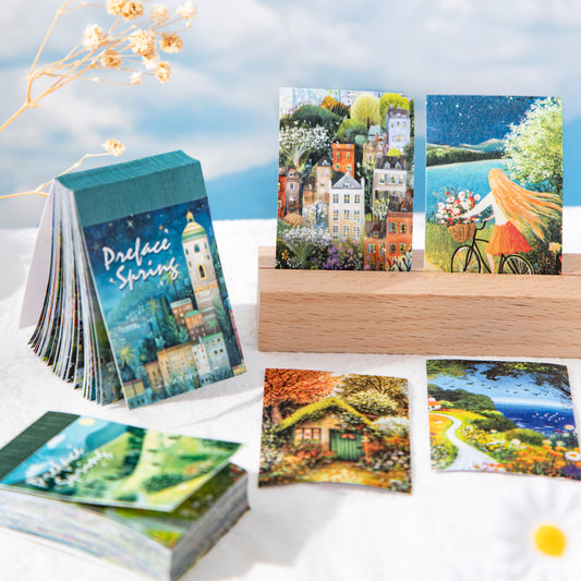 [2601-185] Delicate Spring Scenic Illustration Mini Journal Pack